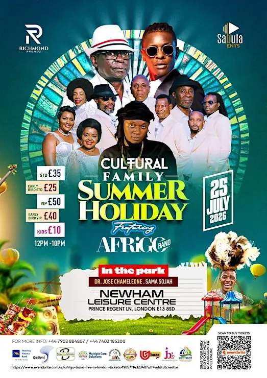 Cultural Family Summer Holiday 2026 featuring Afrigo Band Live in London